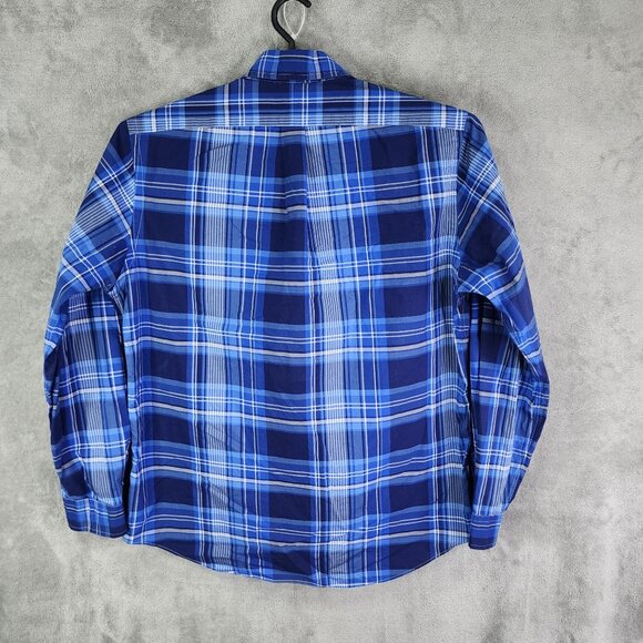 Mens Ralph Lauren Blue Plaid Shirt Classic Fit Button Down Long Sleeve Size L - Picture 6 of 9